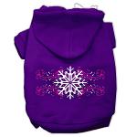 Pink Snowflake Swirls Screenprint Pet Hoodies Purple Size XL