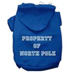 Property of North Pole Screen Print Pet Hoodies Blue Size L