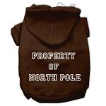 Property of North Pole Screen Print Pet Hoodies Brown Size L