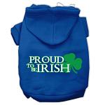 Proud to be Irish Screen Print Pet Hoodies Blue Size Lg