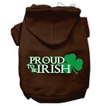 Proud to be Irish Screen Print Pet Hoodies Brown Size Lg