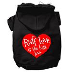 Ruff Love Screen Print Pet Hoodies Black Size Lg