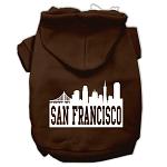 San Francisco Skyline Screen Print Pet Hoodies Brown Size Lg