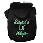 Santa's Lil' Helper Screen Print Pet Hoodies Black Size Lg