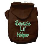 Santa's Lil' Helper Screen Print Pet Hoodies Brown Size Lg