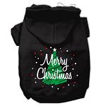 Scribbled Merry Christmas Screenprint Pet Hoodies Black Size L