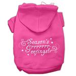 Seasons Greetings Screen Print Pet Hoodies Bright Pink Size L