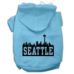 Seattle Skyline Screen Print Pet Hoodies Baby Blue Size Lg