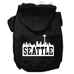 Seattle Skyline Screen Print Pet Hoodies Black Size Lg