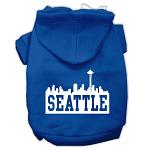 Seattle Skyline Screen Print Pet Hoodies Blue Size Lg