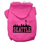 Seattle Skyline Screen Print Pet Hoodies Bright Pink Size Lg