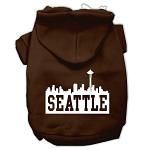 Seattle Skyline Screen Print Pet Hoodies Brown Size Lg