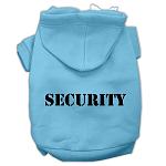 Security Screen Print Pet Hoodies Baby Blue Size w/ Black Size text Lg