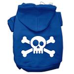 Skull Crossbone Screen Print Pet Hoodies Blue Size Lg