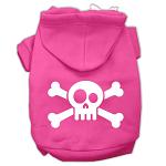 Skull Crossbone Screen Print Pet Hoodies Bright Pink Size Lg