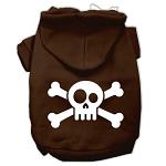 Skull Crossbone Screen Print Pet Hoodies Brown Size Lg