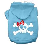 Skull Crossbone Bow Screen Print Pet Hoodies Baby Blue Size Lg