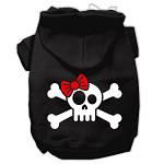 Skull Crossbone Bow Screen Print Pet Hoodies Black Size Lg