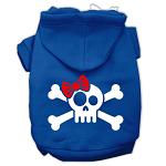 Skull Crossbone Bow Screen Print Pet Hoodies Blue Size Lg