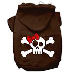 Skull Crossbone Bow Screen Print Pet Hoodies Brown Size Lg