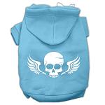 Skull Wings Screen Print Pet Hoodies Baby Blue Size Lg