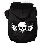 Skull Wings Screen Print Pet Hoodies Black Size Lg