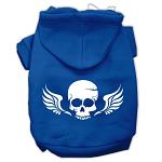 Skull Wings Screen Print Pet Hoodies Blue Size Lg