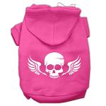 Skull Wings Screen Print Pet Hoodies Bright Pink Size Lg