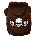 Skull Wings Screen Print Pet Hoodies Brown Size Lg