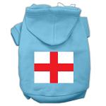 St George's Cross (English Flag) Screen Print Pet Hoodies Baby Blue Size Lg