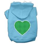 Green Swiss Dot Heart Screen Print Pet Hoodies Baby Blue Size Lg