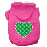 Green Swiss Dot Heart Screen Print Pet Hoodies Bright Pink Size Lg