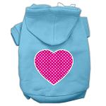 Pink Swiss Dot Heart Screen Print Pet Hoodies Baby Blue Size Lg