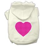 Pink Swiss Dot Heart Screen Print Pet Hoodies Cream Size L