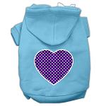 Purple Swiss Dot Heart Screen Print Pet Hoodies Baby Blue Size Lg