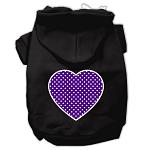 Purple Swiss Dot Heart Screen Print Pet Hoodies Black Size Lg