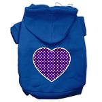 Purple Swiss Dot Heart Screen Print Pet Hoodies Blue Size Lg