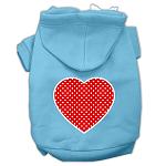 Red Swiss Dot Heart Screen Print Pet Hoodies Baby Blue Size Lg