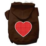 Red Swiss Dot Heart Screen Print Pet Hoodies Brown Size Lg