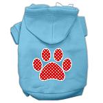 Red Swiss Dot Paw Screen Print Pet Hoodies Baby Blue Size Lg