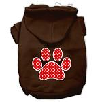 Red Swiss Dot Paw Screen Print Pet Hoodies Brown Size Lg