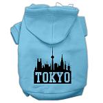 Tokyo Skyline Screen Print Pet Hoodies Baby Blue Size Lg