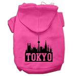 Tokyo Skyline Screen Print Pet Hoodies Bright Pink Size Lg