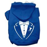 Tuxedo Screen Print Pet Hoodies Blue Size Lg