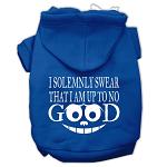 Up to No Good Screen Print Pet Hoodies Blue Size Lg