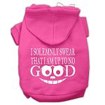 Up to No Good Screen Print Pet Hoodies Bright Pink Size Lg