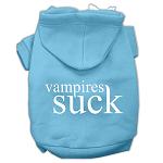 Vampires Suck Screen Print Pet Hoodies Baby Blue Size L