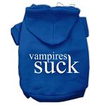 Vampires Suck Screen Print Pet Hoodies Blue Size L