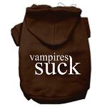 Vampires Suck Screen Print Pet Hoodies Brown Size Lg