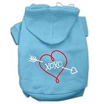 XOXO Screen Print Pet Hoodies Baby Blue Size Lg